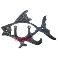Japon Koi Balığı İkili Askı, 160x115 mm - Pirinç, Antika, Klasik, Uzak Doğu, Rustik, Marin, Deniz Stil Dekoratif Askılık