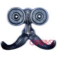 Bıyık Maske İkili Askı, 103x88 mm - Pirinç, Retro, Nostaljik, Klasik ve Komik Stil 