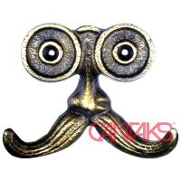 Bıyık Maske İkili Askı, 103x88 mm - Pirinç, Retro, Nostaljik, Klasik ve Komik Stil 