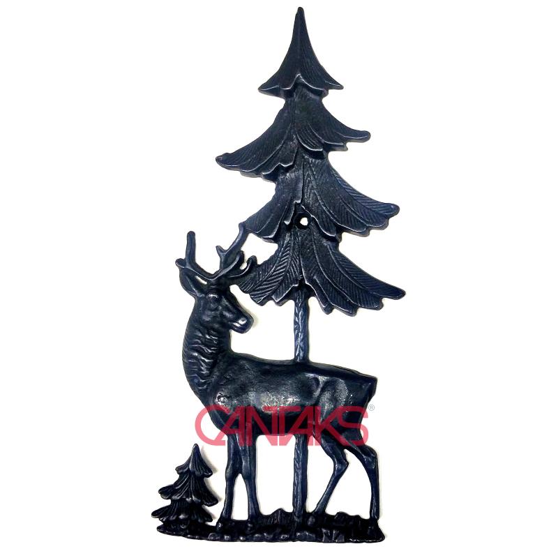 Geyik Süsü Dekoru, 240x100 mm - Pirinç Vintage, Retro, Rustik ve Antik Stil Tasarım Akseuarı 