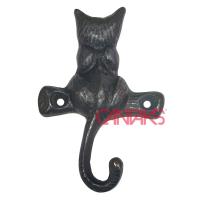 Küçük Kedi Sırtı ve Kuyruğu Askı, 93x62 mm - Pirinç, Vintage, Retro ve Rustik Kedi Kuyruğu Tekli Askılık
