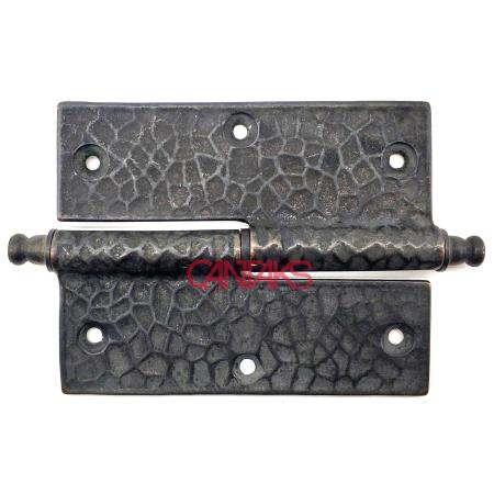 Okka Menteşe 10 cm - Pirinç, Antika, Vintage, Rustik Stil Desenli Kapı Menteşesi 100x73 mm